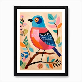 Pink Scandi Bluebird 3 Art Print