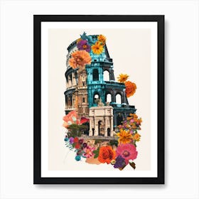 Rome   Floral Retro Collage Style 4 Art Print