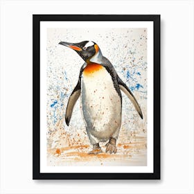 Humboldt Penguin Laurie Island Watercolour Painting 2 Art Print