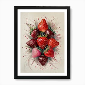 Fresh Juicy Strawbery Painting Poster