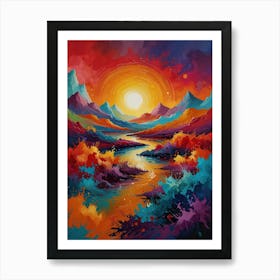 Sunset In The Mountains 4 Art Print