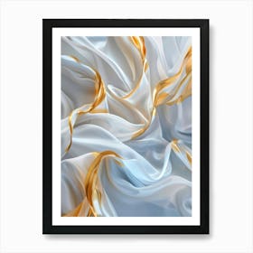 Abstract Gold And White Silk Art Print