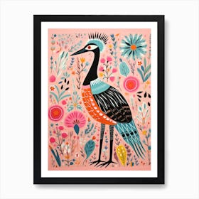 Pink Scandi Grebe 3 Art Print