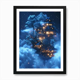 Tree House In The Sky Art Print