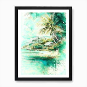 Taveuni Island Fiji Watercolour Pastel Tropical Destination Art Print