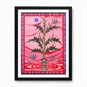 Pink And Red Plant Illustration Dracaena 2 Art Print