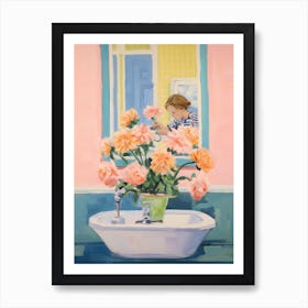 A Vase With Carnation, Flower Bouquet 1 Art Print