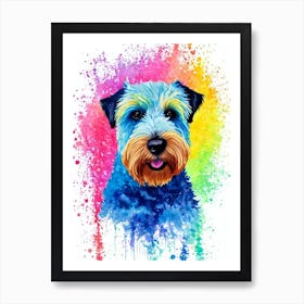 Soft Coated Wheaten Terrier Rainbow Oil Painting Dog Art Print