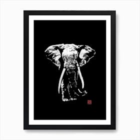 Elephant In Dark Art Print