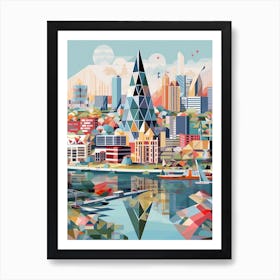 Rotterdam, Netherlands, Geometric Illustration 4 Art Print