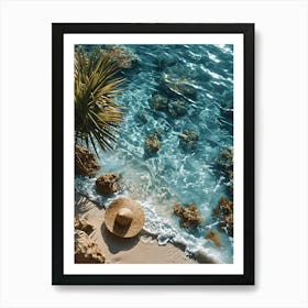 Hat On The Beach Art Print