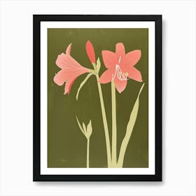 Pink & Green Amaryllis 4 Art Print