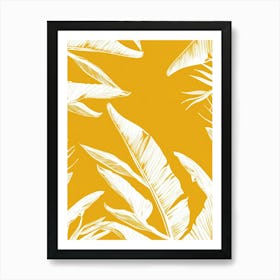 Tropical Leaves On Yellow Background 1 Art Print