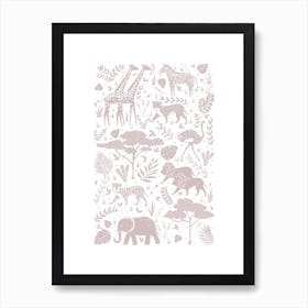 Dusty Pink Safari Art Print