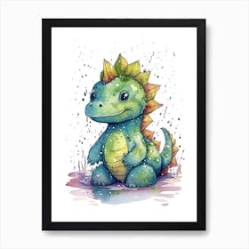 Saltasaurus Cute Dinosaur Watercolour 2 Art Print