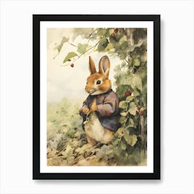 Storybook Animal Watercolour Rabbit 6 Art Print