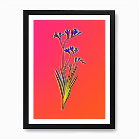Neon Freesia Botanical in Hot Pink and Electric Blue n.0344 Art Print