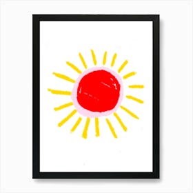 Bright colourful hot shining happy sun Art Print