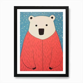Pink Polka Dot Polar Bear 1 Art Print