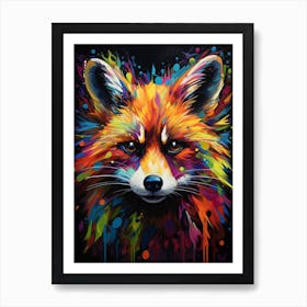 Raccoon Vibrant Paint Splash 2 Art Print