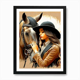 Girl With Horse Art Print