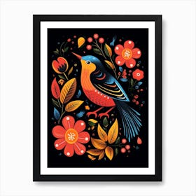 Folk Bird Illustration Robin 1 Art Print