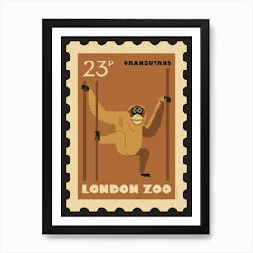 London Zoo Stamp Orangutan Kids Art Print Art Print