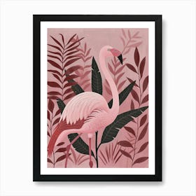 Chilean Flamingo Bird Of Paradise Minimalist Illustration 2 Art Print