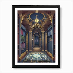 Hallway Of A Library Art Print