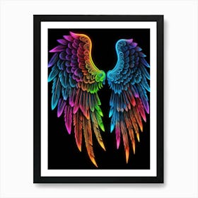 Neon Angel Wings 12 Art Print