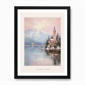 Dreamy Winter Painting Poster Lake Bled Slovenia 3 Art Print