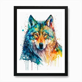 Wofl Water Color Art Print