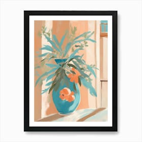 Vase Of peach flowers Art Print