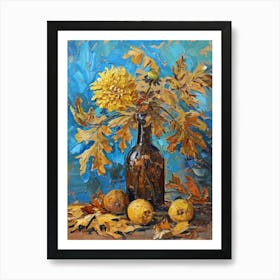 Yellow Flowers In A Bottle Art Print