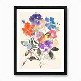 Periwinkle Collage Flower Bouquet Art Print