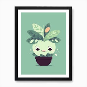 Plant Pot Kawaii Illustration 2 Art Print