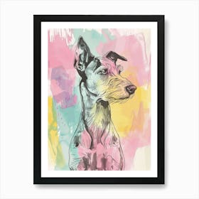 Pastel Manchester Terrier Dog Pastel Line Illustration  3 Art Print