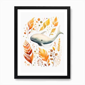 A Whale Watercolour In Autumn Colours 1 Art Print
