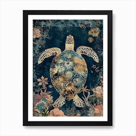 Ornamental Sea Turtle In The Ocean 1 Art Print