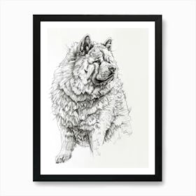 Chow Chow Dog Line Sketch 3 Art Print