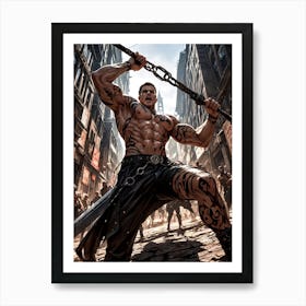 Muscular Barbarian Warrior with Sword #16 Art Print