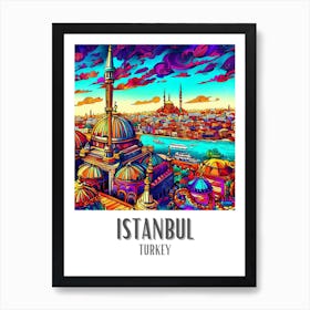 Istanbul Colorful Cityscape 1 Art Print