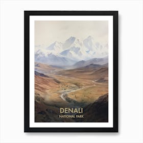 Denali National Park Watercolour Vintage Travel Poster 1 Art Print