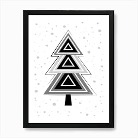 Nordic Grey Xmas Tree Art Print