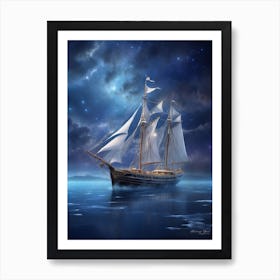 Ship In The Night Sky 2 Art Print
