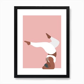 Large woman yoga pose in pink Art Print