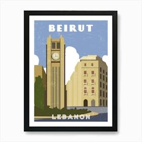 Beirut, Lebanon - Retro travel minimalist poster Art Print