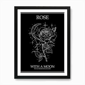 Rose With A Moon Line Drawing 2 Poster Inverted Art Print