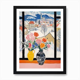 The Windowsill Of Ljubljana   Slovenia Snow Inspired By Matisse 3 Art Print