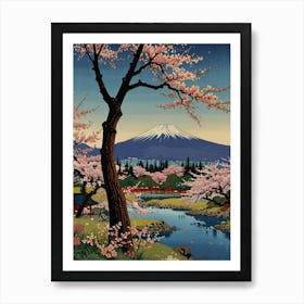 Cherry Blossoms In Fuji Art Print